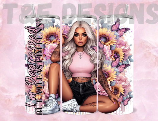 20oz Sublimation Tumbler - # Im Depressed But Im Funny