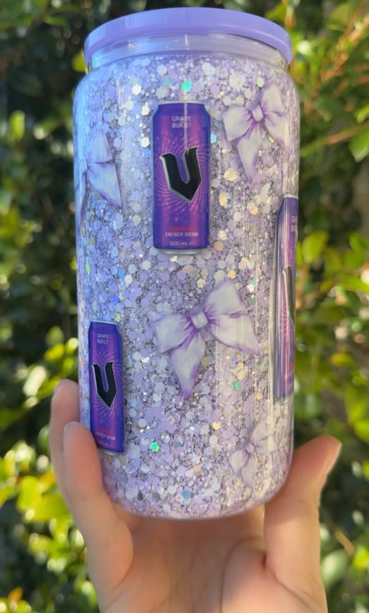 16oz Pre-made Glass Snowglobe - #Purple Energy