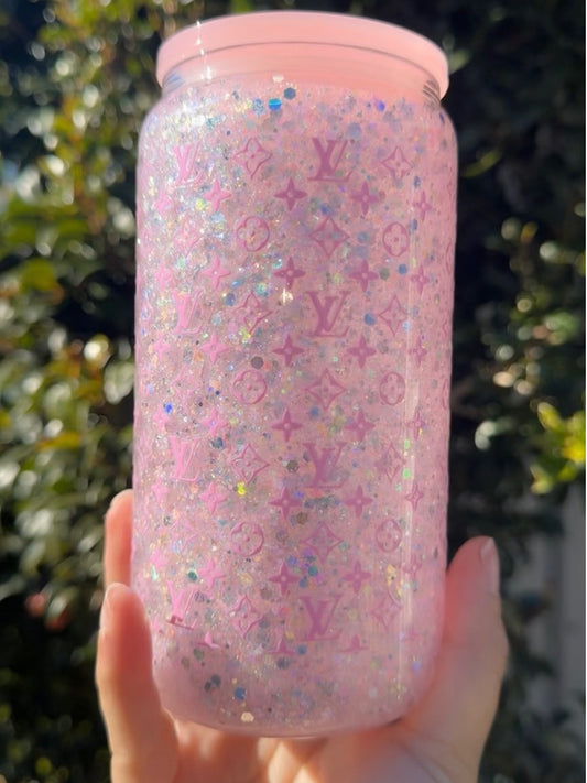 16oz Pre-made Glass Snowglobe - #Pink