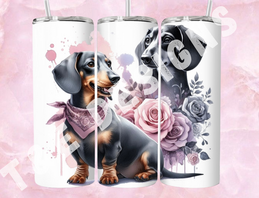 20oz Sublimation Tumbler -  #Daschund and Roses