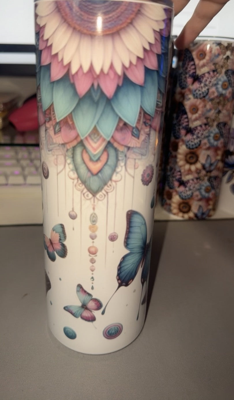 20oz Tumbler - Mandala With Butterflies