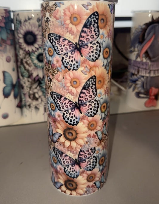 20oz Tumbler - Butterflies With SunFlowers