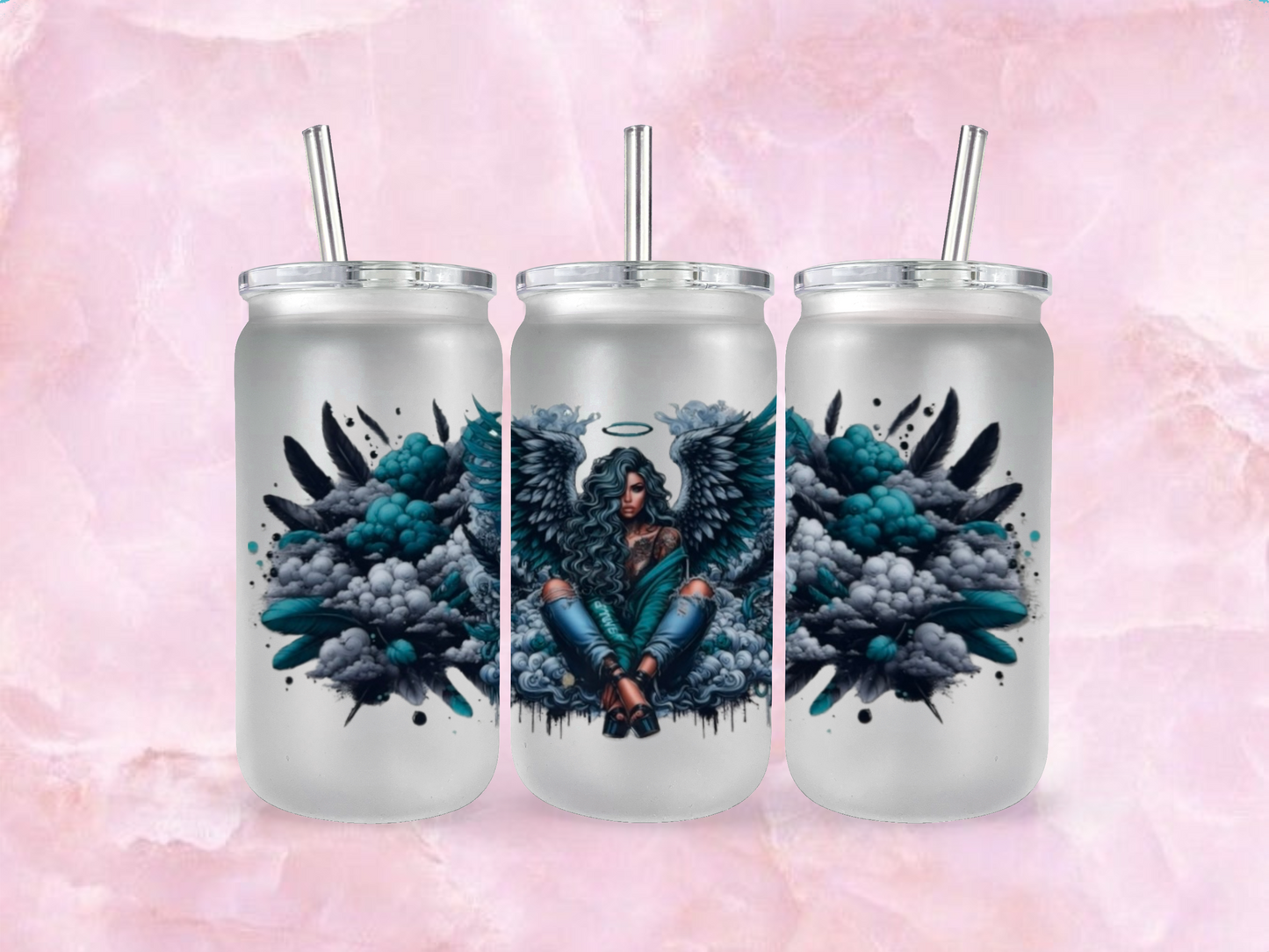 Teal Angel Wings Girl  (TO BE PURCHASED WITH TUMBLER ONLY!!