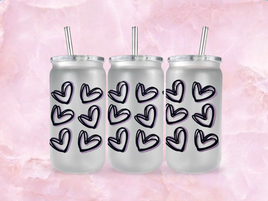 Black And Purple Hearts (TO BE PURCHASED WITH TUMBLER ONLY!!