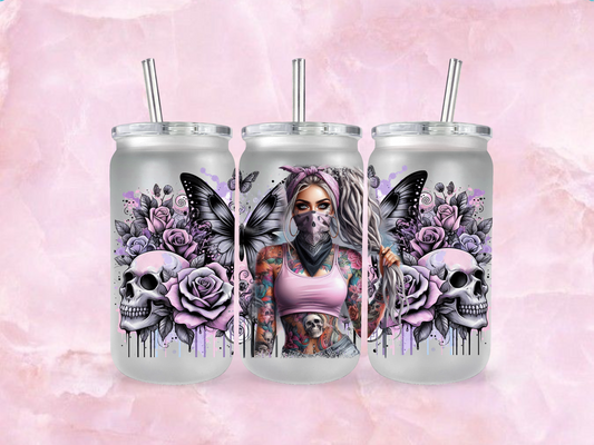 Tattoo Girl With Skulls And Roses  (TO BE PURCHASED WITH TUMBLER ONLY!!