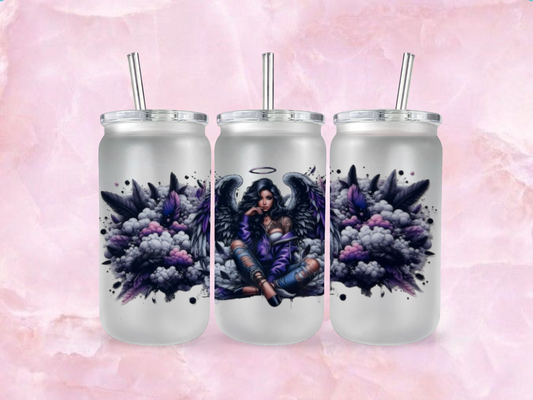 Purple Angel Wings Girl  (TO BE PURCHASED WITH TUMBLER ONLY!!